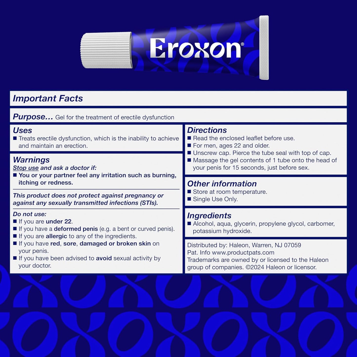 Eroxon Erectile Dysfunction Treatment Gel, New Clinically Proven Topical Gel, Helps Get an Erection Within 10 Minutes, 8 Single Use Tubes